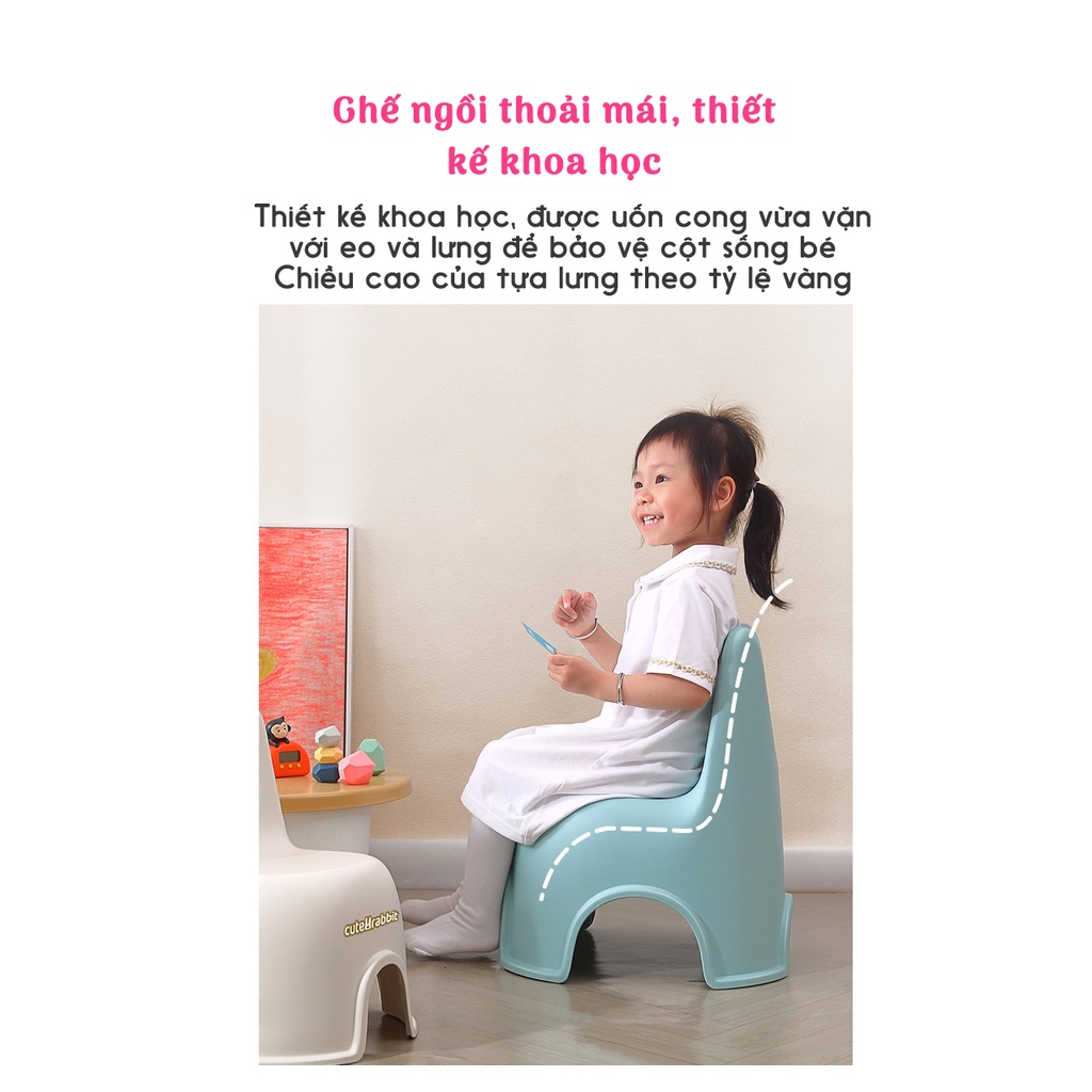 Ghế ngồi cho bé nhựa đúc, ghế tựa ngồi học, ngồi chơi cho bé, ghế trẻ em đa năng phong cách Hàn Quốc xinh xắn