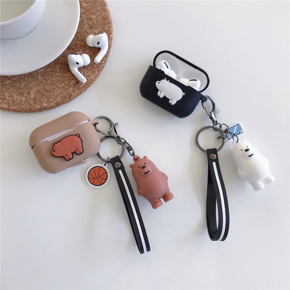 Vỏ bảo vệ hộp đựng tai nghe bluetooth Airpods 1/2/Pro chống sốc có móc khóa hình gấu (có bán lẻ móc khóa)