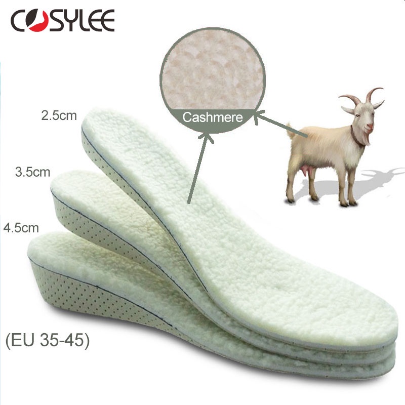 Đế Lót Giày Tăng Chiều Cao Bằng Vải Cashmere Mềm Mại Thoáng Khí Giữ Ấm Mùa Đông Dành Cho Nam Nữ