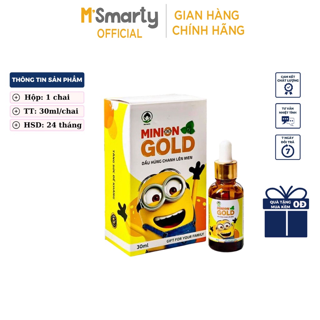 [M'SMARTY] - Dầu húng chanh lên men Minion Gold thể tích 30ml