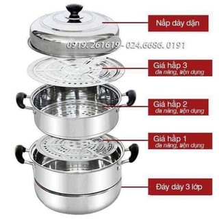 Nồi hấp inox 3 tầng 28F