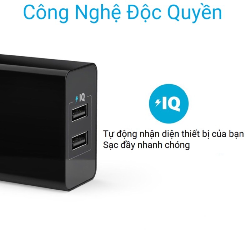 Xả kho Sạc nhanh Anker hai cổng USB 24W  + sạc Cổng USB-C 18w + Cáp sạc_dây sạc