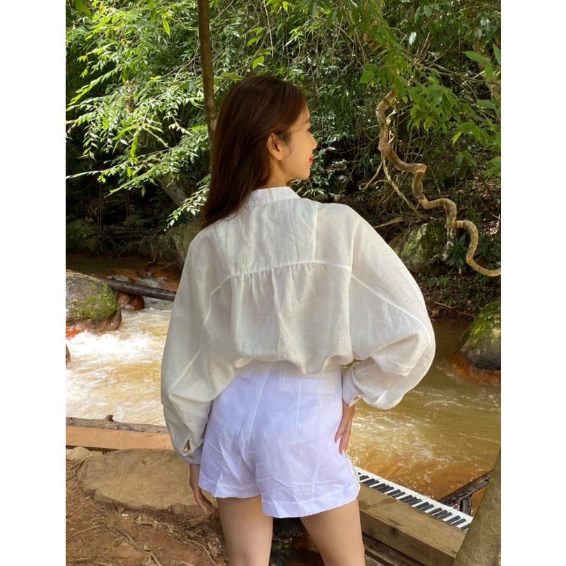 Áo T-shirt_Evie_linen - silk_Trắng