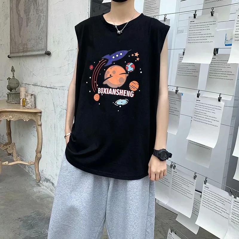 Áo thun sát nách in họa tiết thời trang trẻ trung năng động cho nam S-3Xl