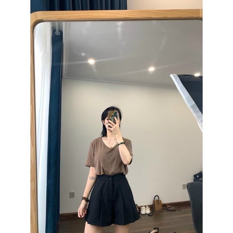 quần short vải ống xếp ly cho nữ