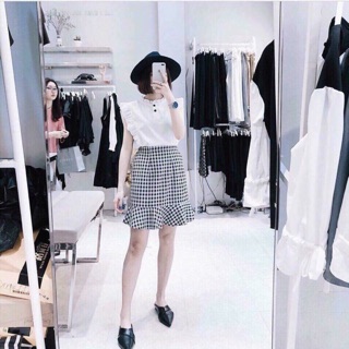 Set váy áo kẻ kute