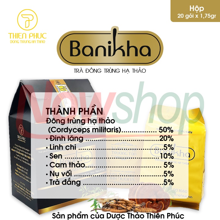 Trà Túi Lọc Đông Trùng Hạ Thảo Banikha Thiên Phúc Bổ Thận Tráng Dương Tăng Sức Đề Kháng Chống Lão Hóa Nâng Cao Sức Khỏe