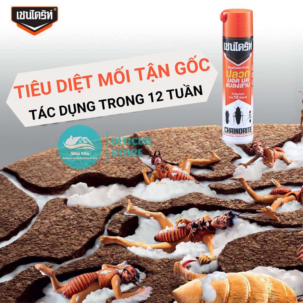 Bình Xịt Diệt Mối,Muỗi,Gián Và Các Loại Côn Trùng ChainDrite Thái Lan 600ml - An Toàn Cho Người Sử Dụng,Hàng Chính Hãng