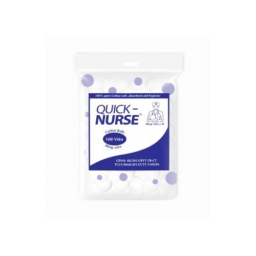 100 viên gòn Quicknurse  dùng trong lĩnh vực y tế, làm đẹp, chăm sóc sức khỏe