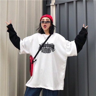 Sweater nỉ bông Ulzzang form rộng đen trắng