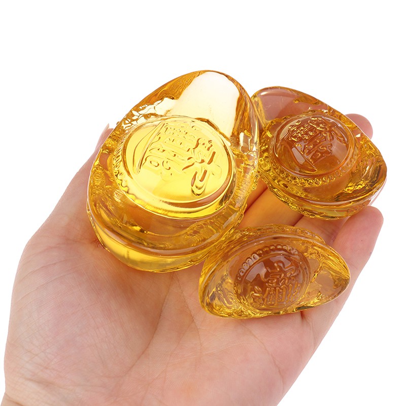 Thỏi vàng pha lê hoa văn rồng trang trí nhà cửa