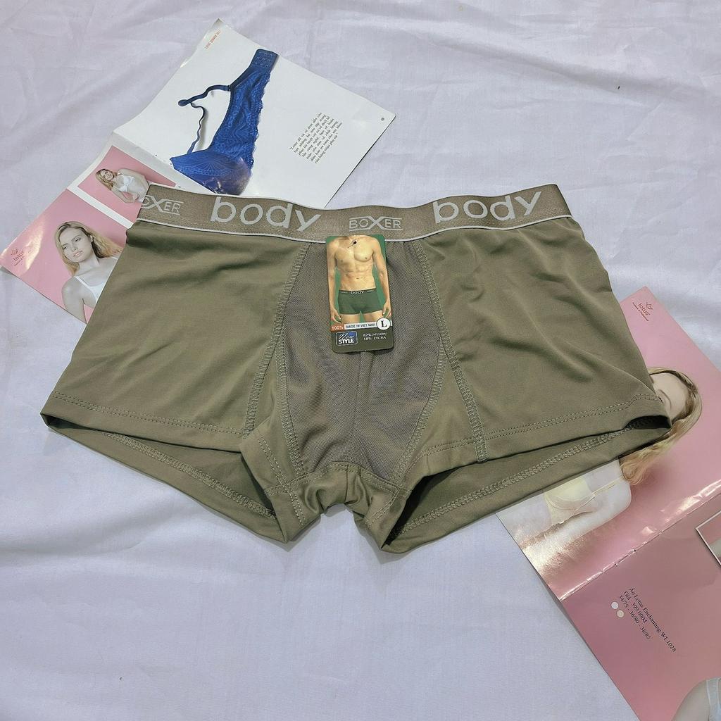 Quần lót nam boxer đùi cao cấp thun lạnh Body chính hãng lưng to bền đẹp, thoáng mát, thấm hút mồ hôi, co giãn