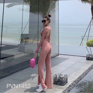 set quần ống loe xẻ hai bên
