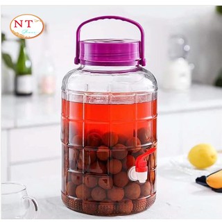 Bình Ngâm Rượu Thủy Tinh Quai Xách 8 Lít ( có vòi )