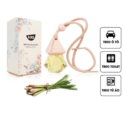 Tinh dầu treo xe Kobi hương Sả Chanh 8ml giúp làm thơm xe, giảm mùi bí khó chịu