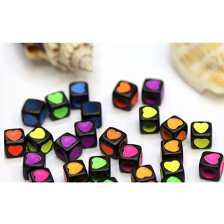 [Nguyên Liệu Handmade] Hạt Nhựa Làm Vòng Tay Hình Trái Tim