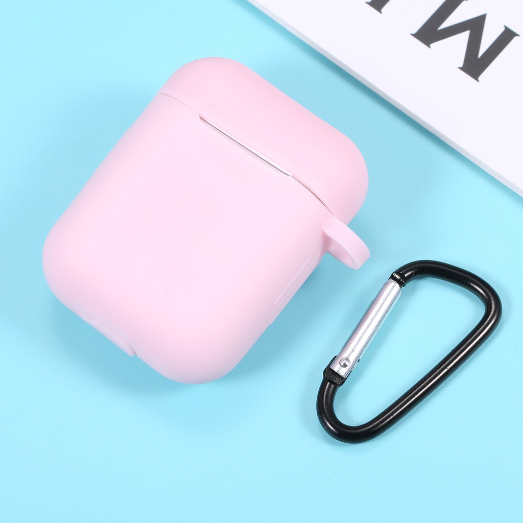 Silicone Vỏ Silicon Bảo Vệ Hộp Sạc Tai Nghe Không Dây Apple Airpods Kèm Móc Khóa