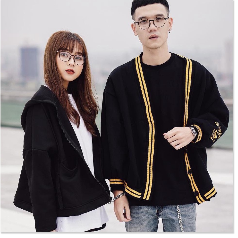 Áo Khoác CARDIGAN VERMONT ĐEN THÊU TAY UNISEX [Kèm Hình Thật]