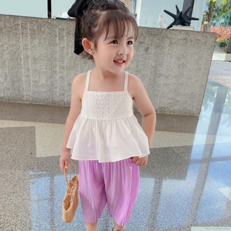 Áo croptop hai dây mềm mại màu trơn thời trang mùa hè cho bé gái