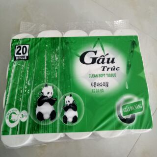 20 Cuộn Giấy Vệ Sinh 3 Lớp Không Lõi Gấu Trúc