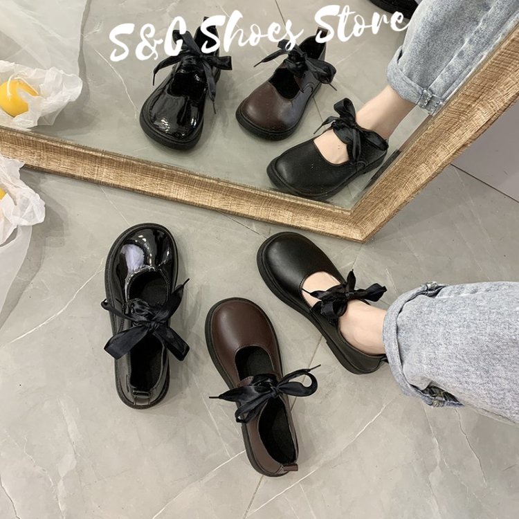 Tăng giá sau 100 đôi！！ Giày Mary Jane Da Cao 2CM Thắt Nơ Chất Lượng Cao Cho Nữ