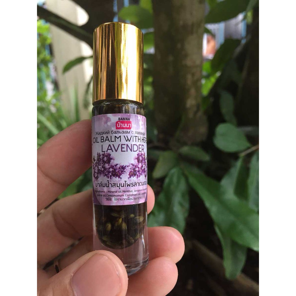 Dầu Lăn Lavender giúp cải thiện giấc ngủ Banna Oil Balm With Herb Lavender 10ml Thái Lan chính hãng