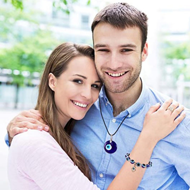 Vòng cổ Mắt Quỷ Tròn May Mắn Thời Trang Cho Cặp Đôi