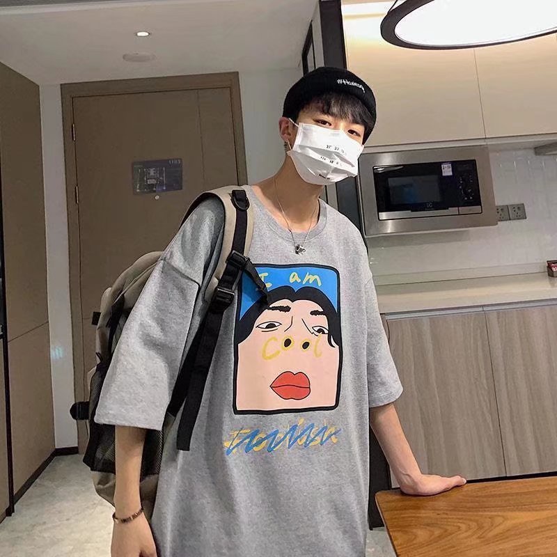 Áo Thun Tay Ngắn Dáng Rộng In Họa Tiết Hoạt Hình Phong Cách Hip Hop Đường Phố Hàn Quốc Thời Trang Cho Nam Và Nữ [M-8XL]