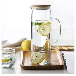 Bình thủy tinh,ca đựng nước,lọ thủy tinh có nắp gỗ silicon đẹp Water Bottle đựng trà,nước lọc,nước ép trái cây,detox,dun