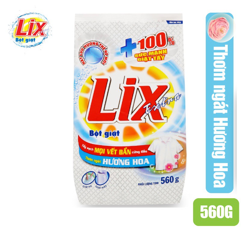 Bột giặt LIX Extra Hương Hoa 560G - Tẩy Sạch Cực Mạnh Vết Bẩn- EB560