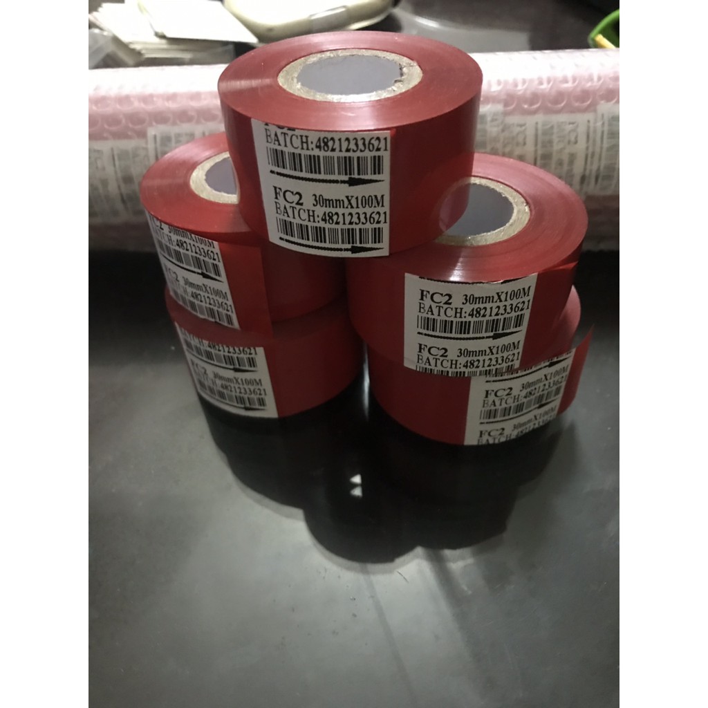 Combo 10 cuộn mực in ruy băng màu đỏ, mực indate màu đỏ