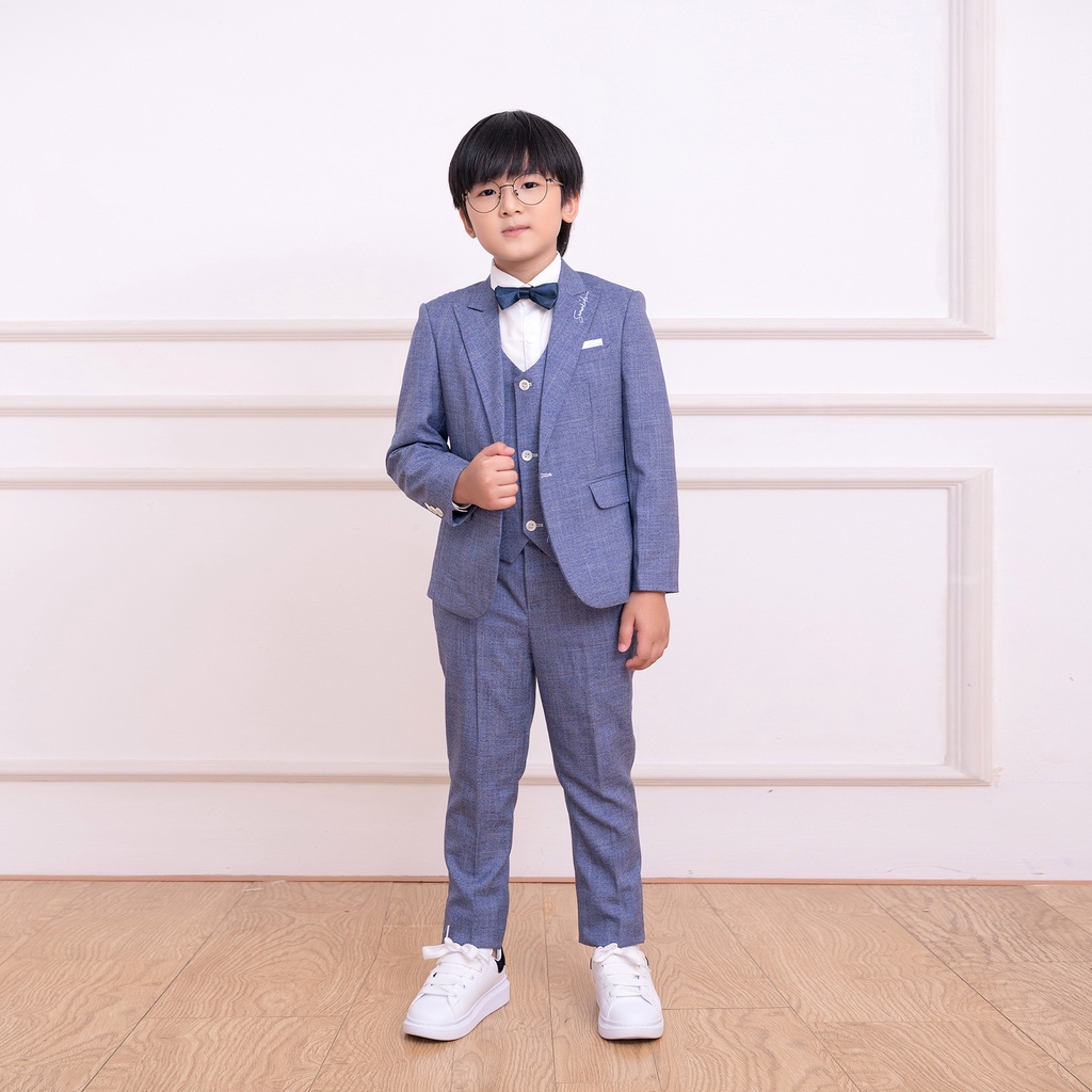 Bộ vest bé trai màu xanh bò