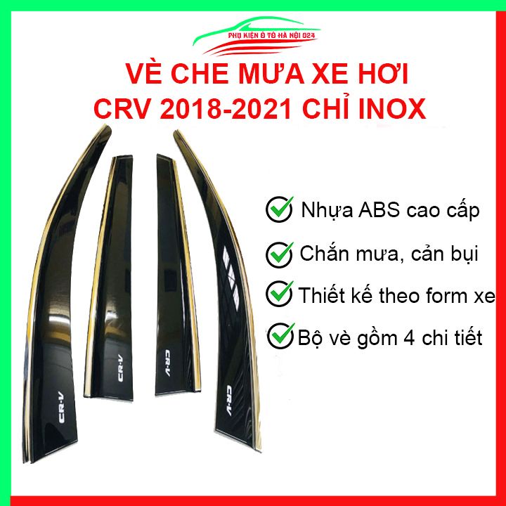 Vè che mưa ô tô CRV 2018-2021 chỉ inox cao cấp