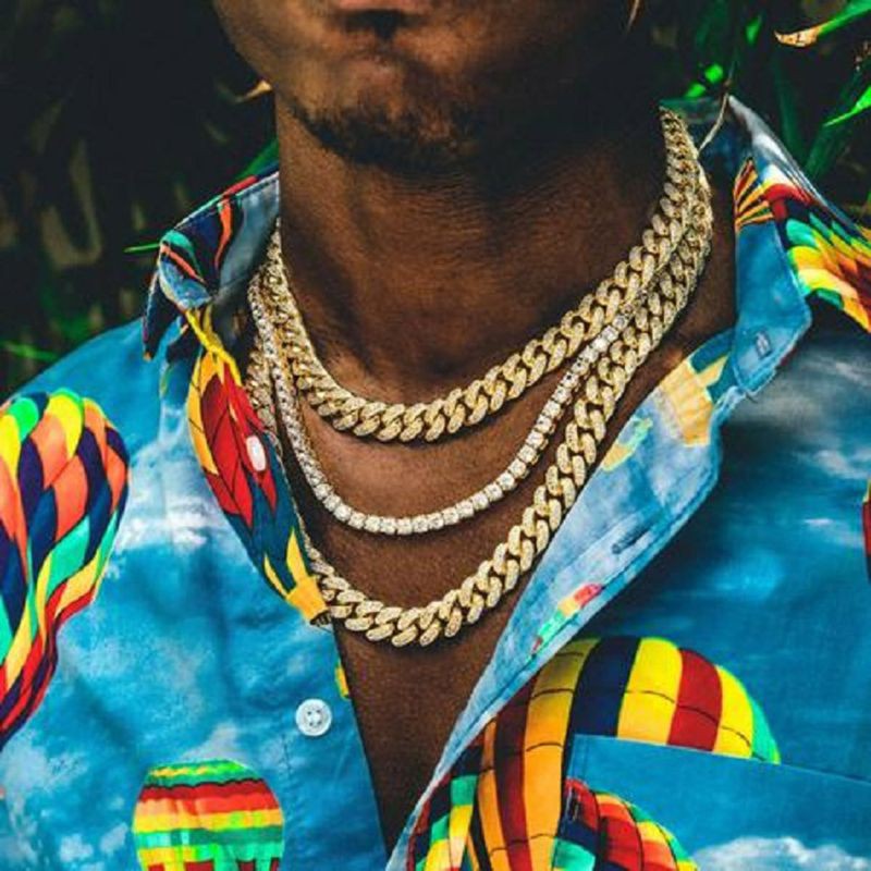 Vòng Tay Mạ Vàng Đá Cz Mắc Xích Miami Cuban Phong Cách Hip Hop