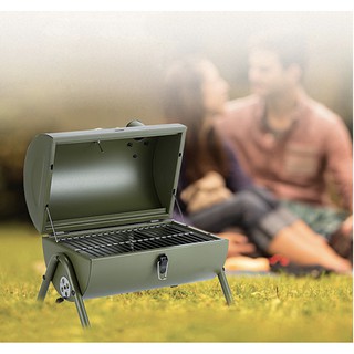 Lò nướng than xách tay du lịch dã ngoại Hun khói có đồng hồ đo nhiệt độ BBQ Bacon USA