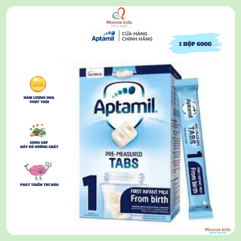 Sữa Aptamil UK dạng thanh số 1, sữa cô đặc hút chân không 24 thanh 600G 0M+ Monnie Kids