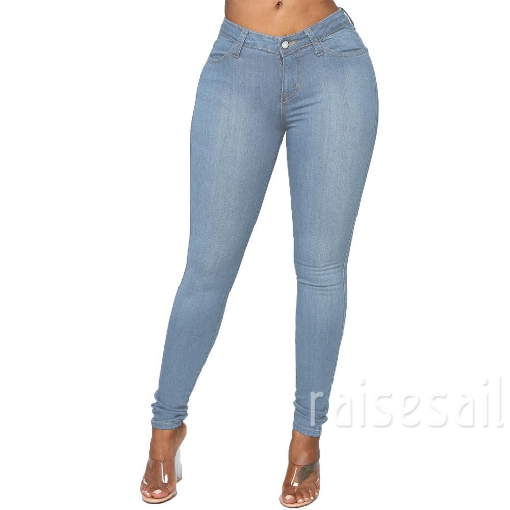 Rs-Women’s Sexy Tight-fitting Jeans Personality Solid Color Stretch High-waist Denim Long Pants