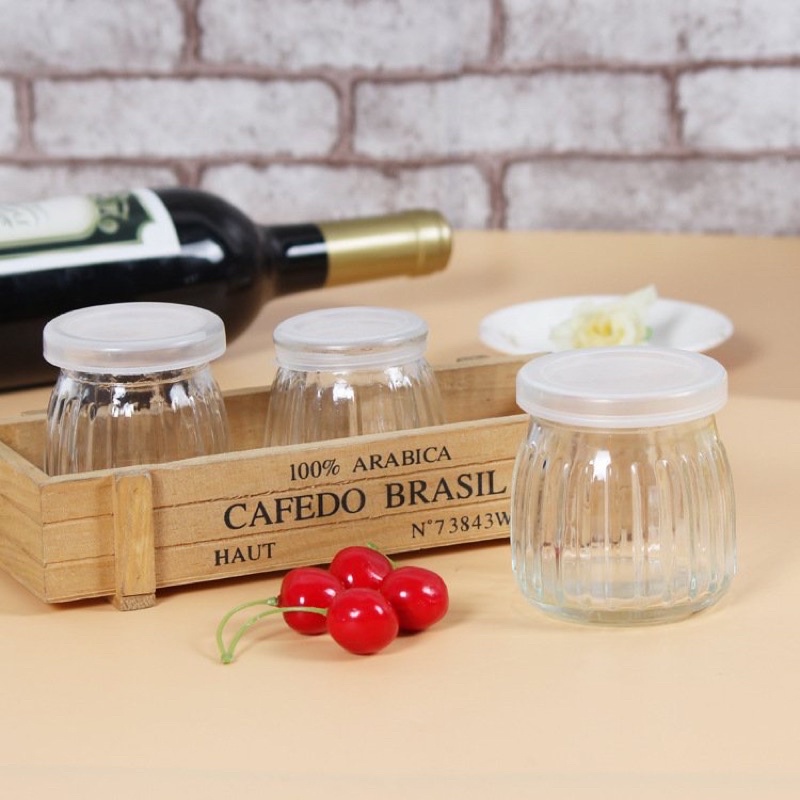 Hũ thuỷ tinh vân sọc kèm nắp 100ml, đựng đồ ăn dặm cho bé siêu xinh