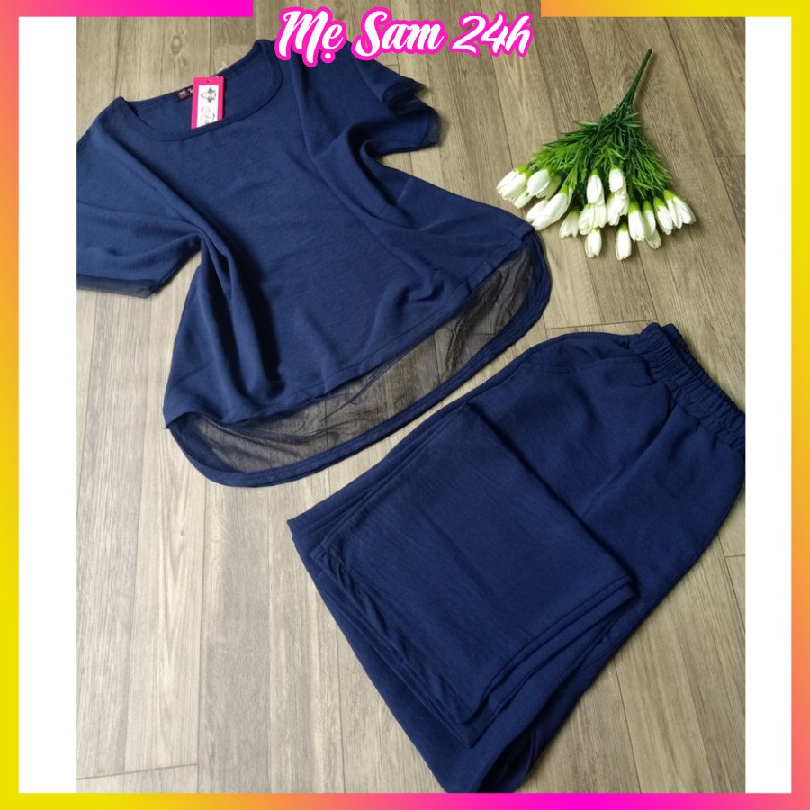 Đồ bộ mặc nhà cho mẹ quần áo trung niên Mẹ Sam 24h, chất liệu đũi mát mẻ thoải mái thấm hút mồ hôi ĐBH.27