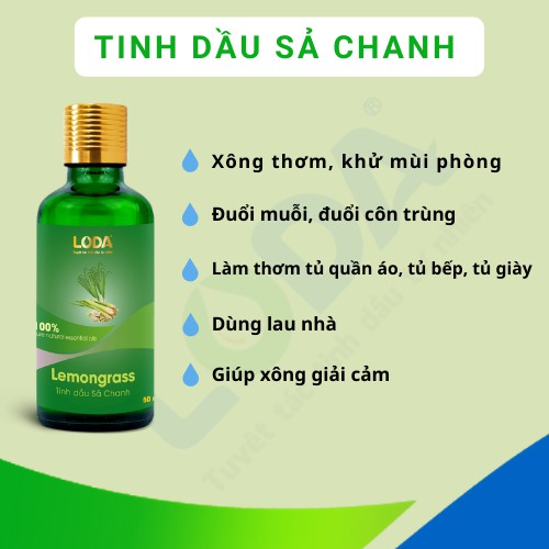 [ĐUỔI MUỖI] Tinh Dầu Sả Chanh LODA Giúp Đuổi Muỗi An Toàn Nhất | 100% Nguyên Chất Đã Được Kiểm Định