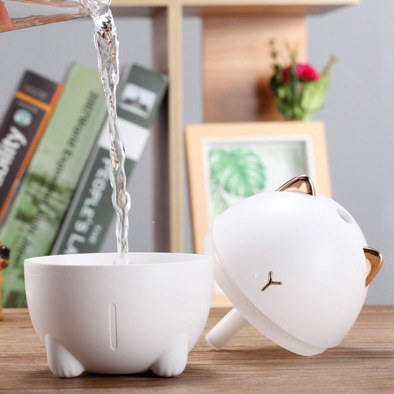 Fnelse Máy phun sương tạo độ ẩm thiết kế hình mèo dễ thương có đèn led tiện dụng