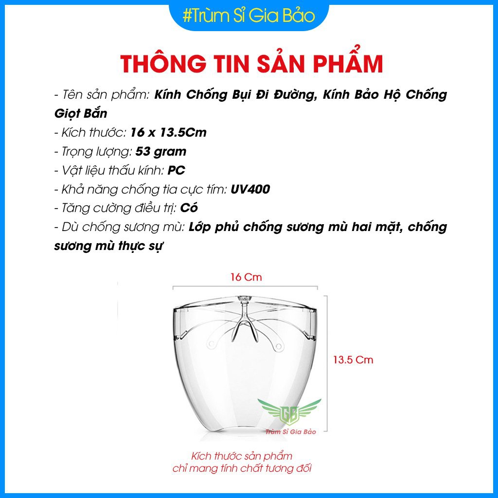 Kính Chắn Giọt Bắn Phòng Dịch Người Lớn HÀNG LOẠI 1 Kính Chắn Giọt Bắn Face Shield Che Kín Mặt Cao Cấp Loại Kính Tr