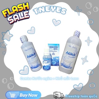 Nước ngâm AQua + Nhỏ mắt lens B5 Fresh Eyes Hàn Quốc rửa sạch & giữ ẩm kính áp tròng TNEYES 24/24
