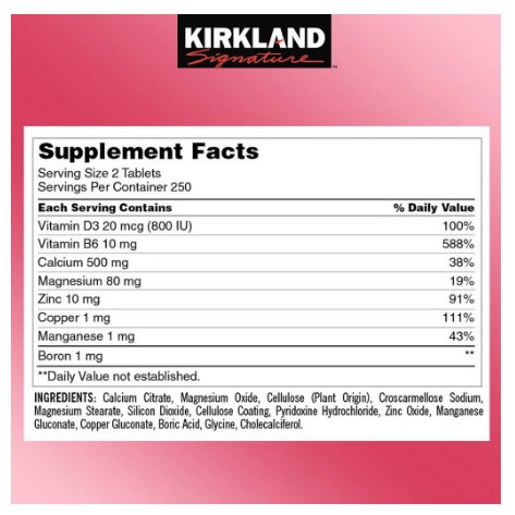 Calcium d3 magnesium Viên uống canxi kẽm kirkland Mỹ