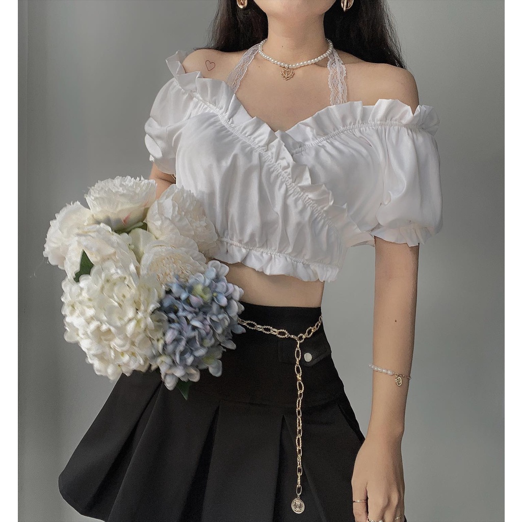 THE FANCE | Áo croptop lụa dây ren 4 kiểu mang CINDERELLA CROPTOP