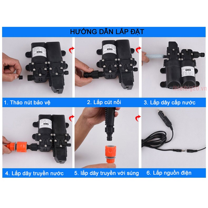 Máy tăng áp rửa xe 12V, máy rửa xe, sân vườn, nhà cửa mini 12v GP-12B