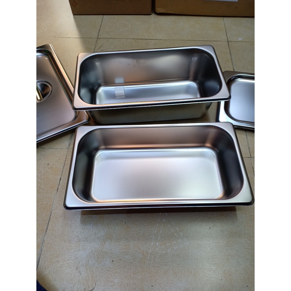 Combo 5 Khay 1/3 Khay Inox Đựng Thạch Topping Đựng Thực Phẩm Đựng Kem GN 1/3