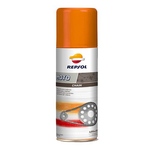 Chai xịt bảo dưỡng sên cao cấp, sên phốt cao su Repsol MOTO Chain Lube 400ml