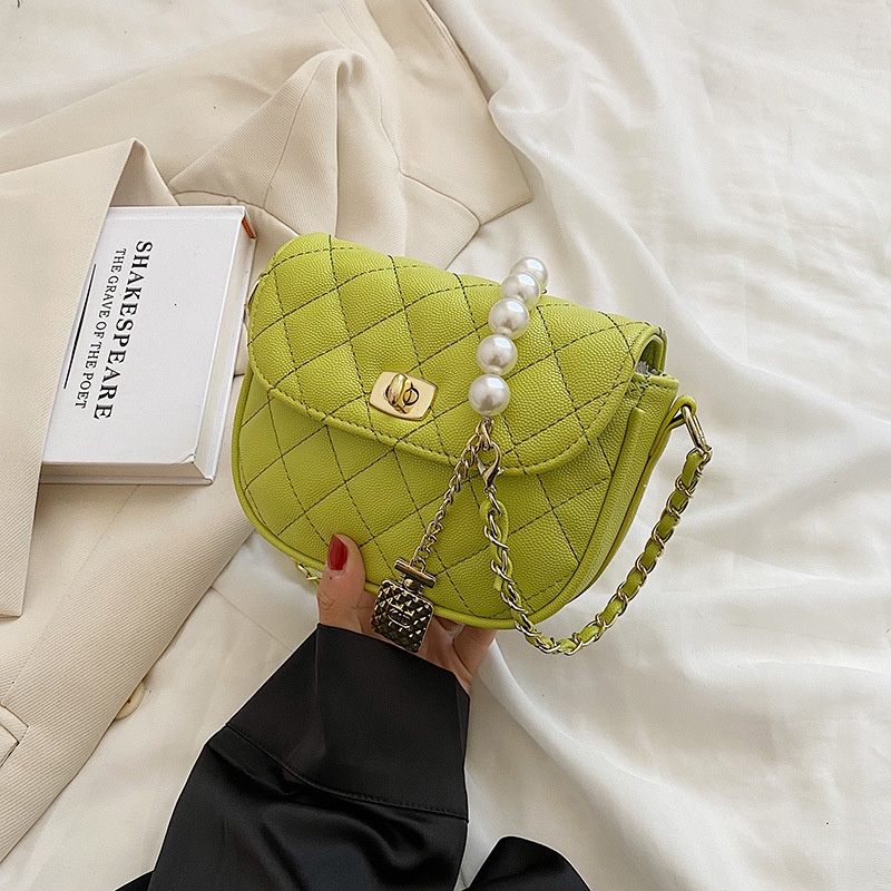 Túi Đeo Vai Dây Xích Họa Tiết Hình Thoi Thời Trang Cho Nữ