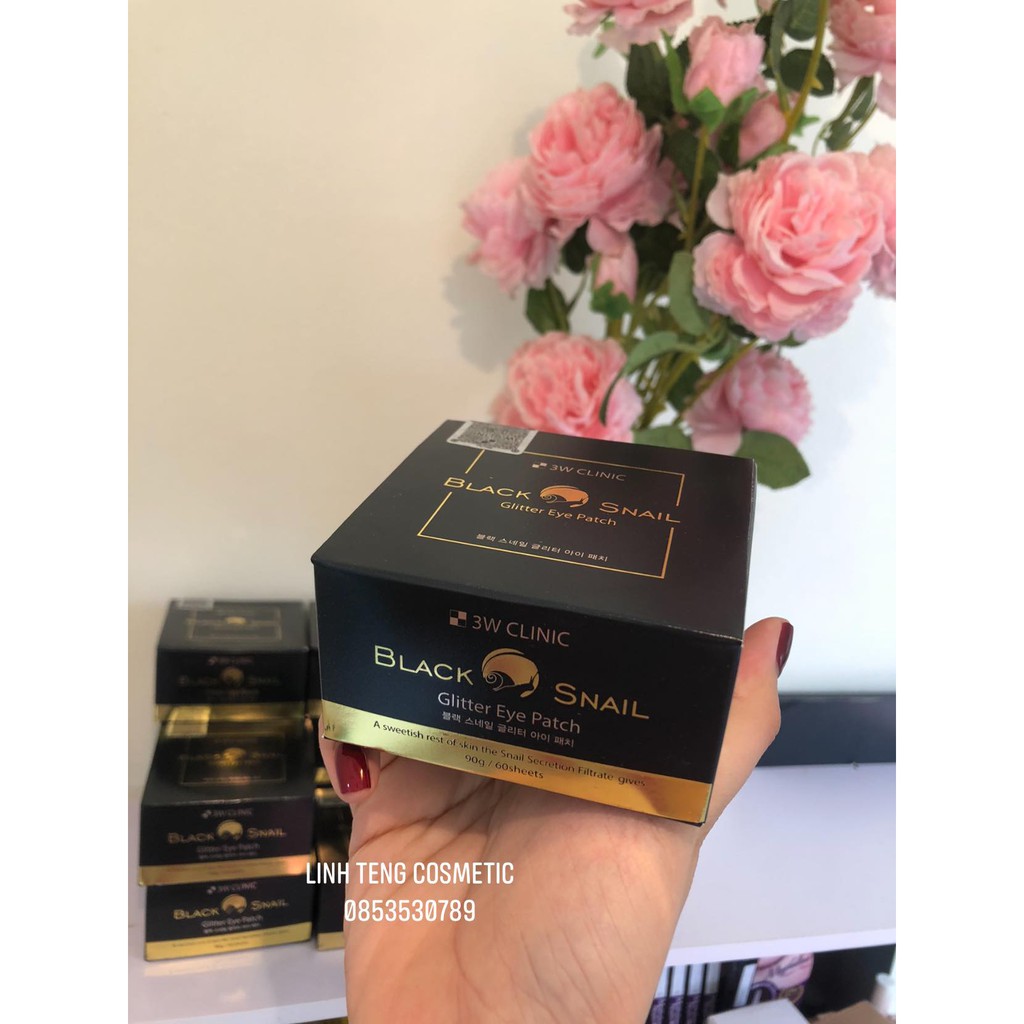[Auth] Sale Mặt Nạ Mắt Chiết Xuất Dịch Nhầy Ốc Sên Và Ngọc Trai đen Black Snail Glitter Eye Patch 3W Clinic